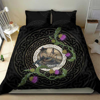 Personalised Loch Ness Monster Scotland Bedding Set Nessie Bagpipe Scottish Thistle Celtic Knot