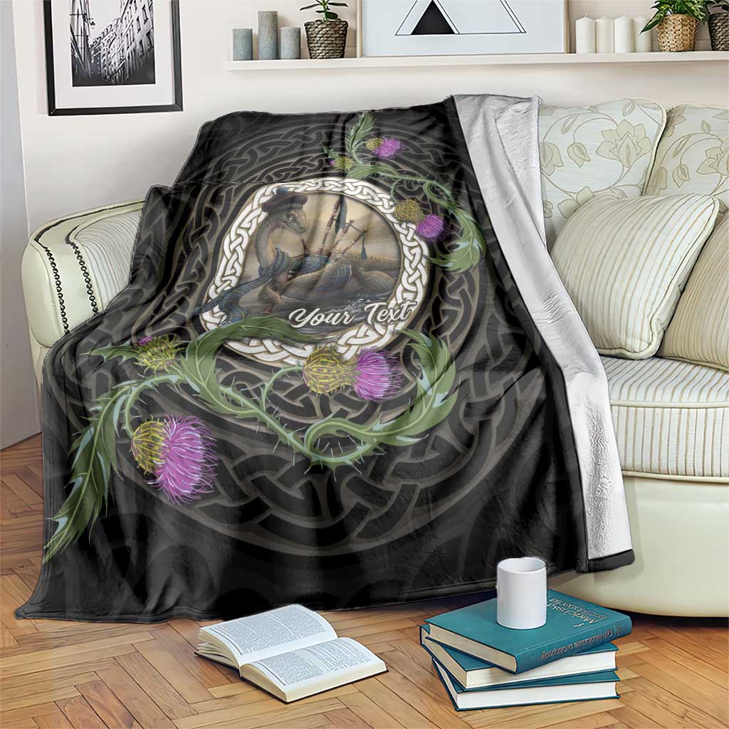 Personalised Loch Ness Monster Scotland Blanket Nessie Bagpipe Scottish Thistle Celtic Knot