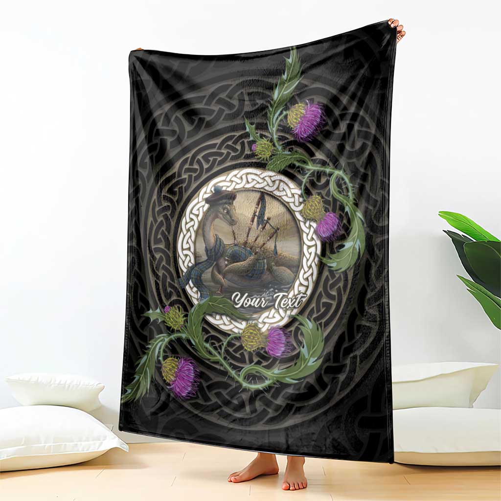 Personalised Loch Ness Monster Scotland Blanket Nessie Bagpipe Scottish Thistle Celtic Knot