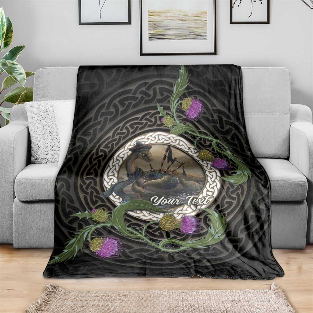 Personalised Loch Ness Monster Scotland Blanket Nessie Bagpipe Scottish Thistle Celtic Knot