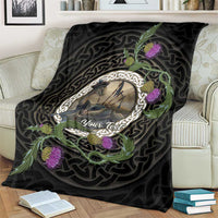 Personalised Loch Ness Monster Scotland Blanket Nessie Bagpipe Scottish Thistle Celtic Knot