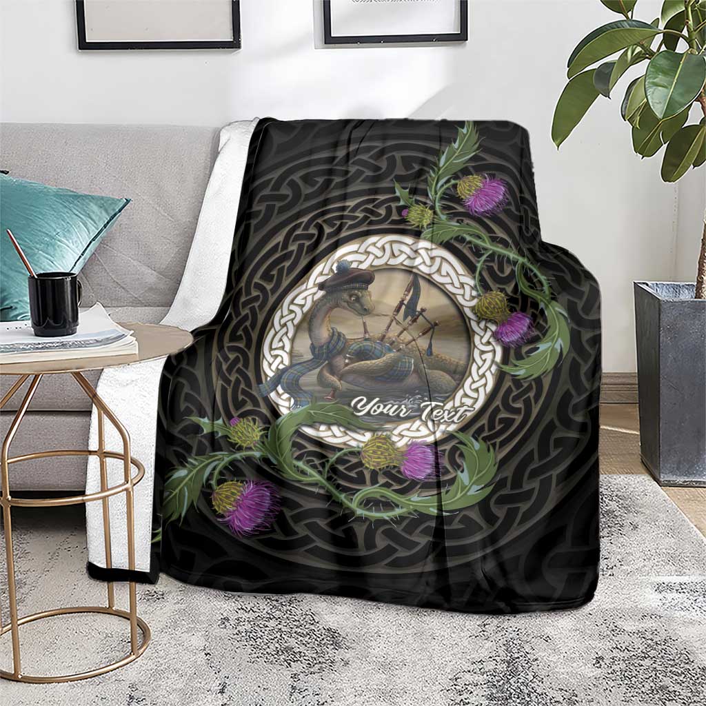 Personalised Loch Ness Monster Scotland Blanket Nessie Bagpipe Scottish Thistle Celtic Knot