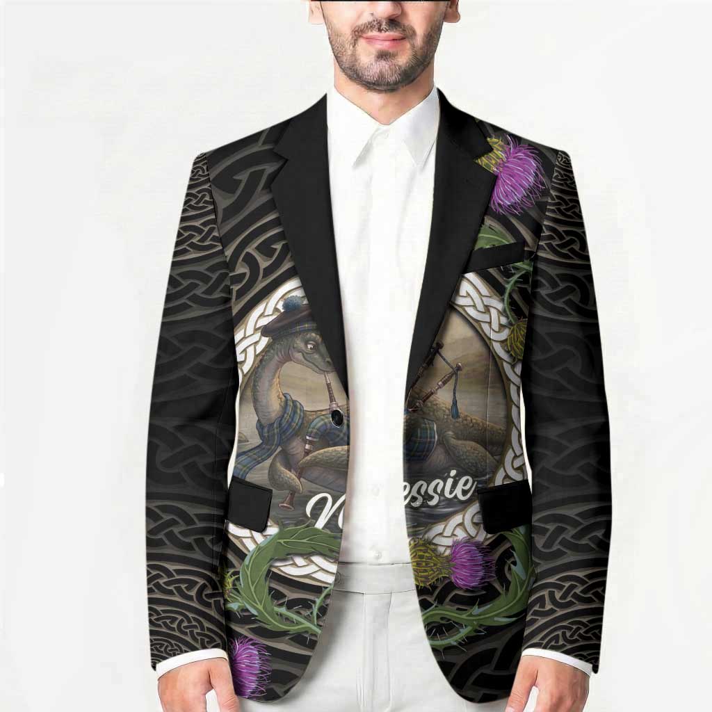 Personalised Loch Ness Monster Scotland Blazer Nessie Bagpipe Scottish Thistle Celtic Knot