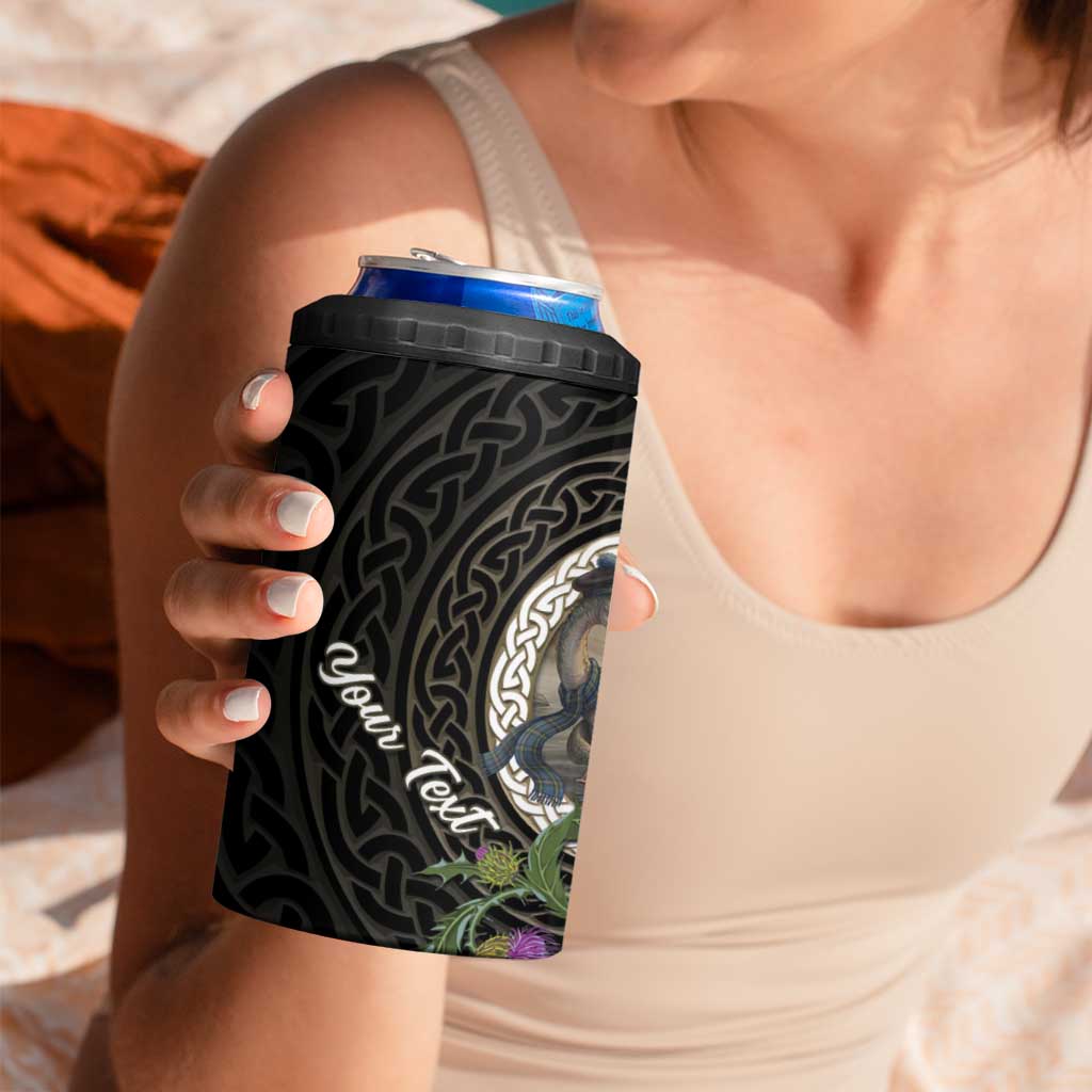 Personalised Loch Ness Monster Scotland 4 in 1 Can Cooler Tumbler Nessie Bagpipe Scottish Thistle Celtic Knot
