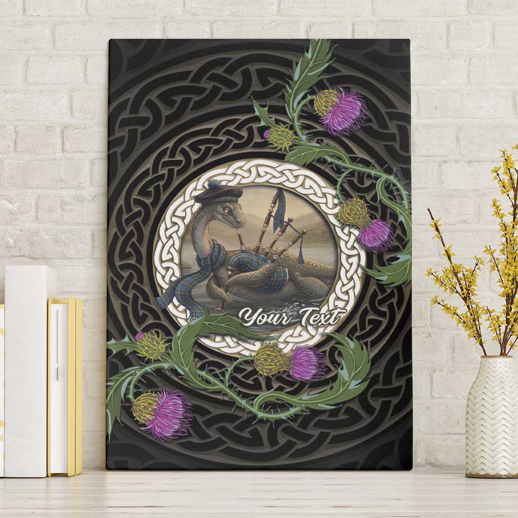 Personalised Loch Ness Monster Scotland Canvas Wall Art Nessie Bagpipe Scottish Thistle Celtic Knot