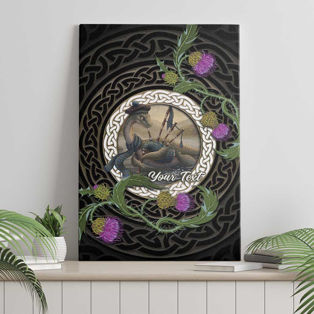 Personalised Loch Ness Monster Scotland Canvas Wall Art Nessie Bagpipe Scottish Thistle Celtic Knot