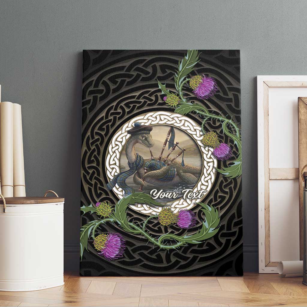 Personalised Loch Ness Monster Scotland Canvas Wall Art Nessie Bagpipe Scottish Thistle Celtic Knot
