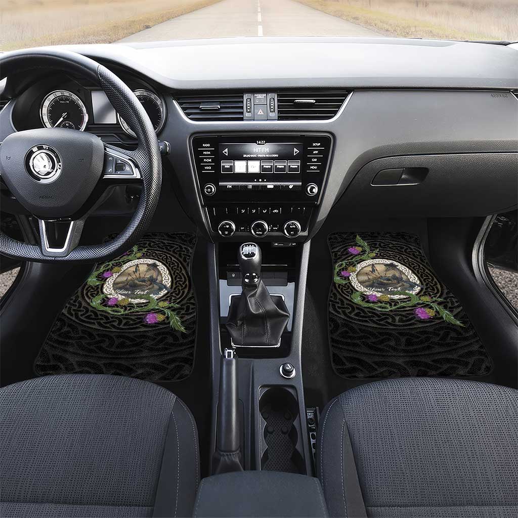 Personalised Loch Ness Monster Scotland Car Mats Nessie Bagpipe Scottish Thistle Celtic Knot
