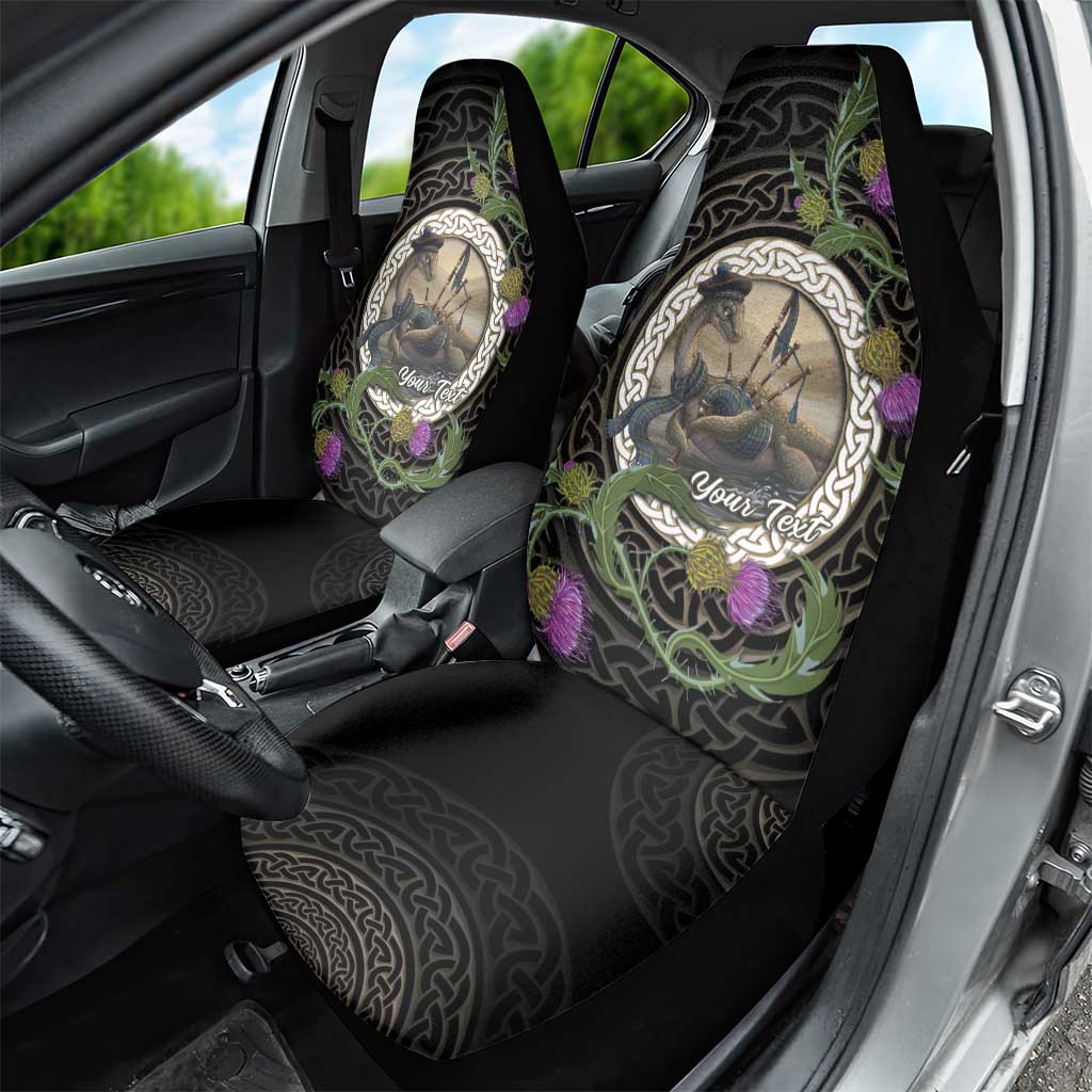 Personalised Loch Ness Monster Scotland Car Seat Cover Nessie Bagpipe Scottish Thistle Celtic Knot