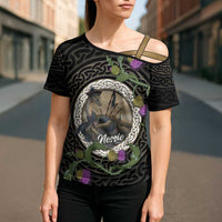 Personalised Loch Ness Monster Scotland Cross Shoulder Shirt Nessie Bagpipe Scottish Thistle Celtic Knot