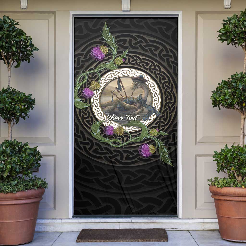Personalised Loch Ness Monster Scotland Door Cover Nessie Bagpipe Scottish Thistle Celtic Knot