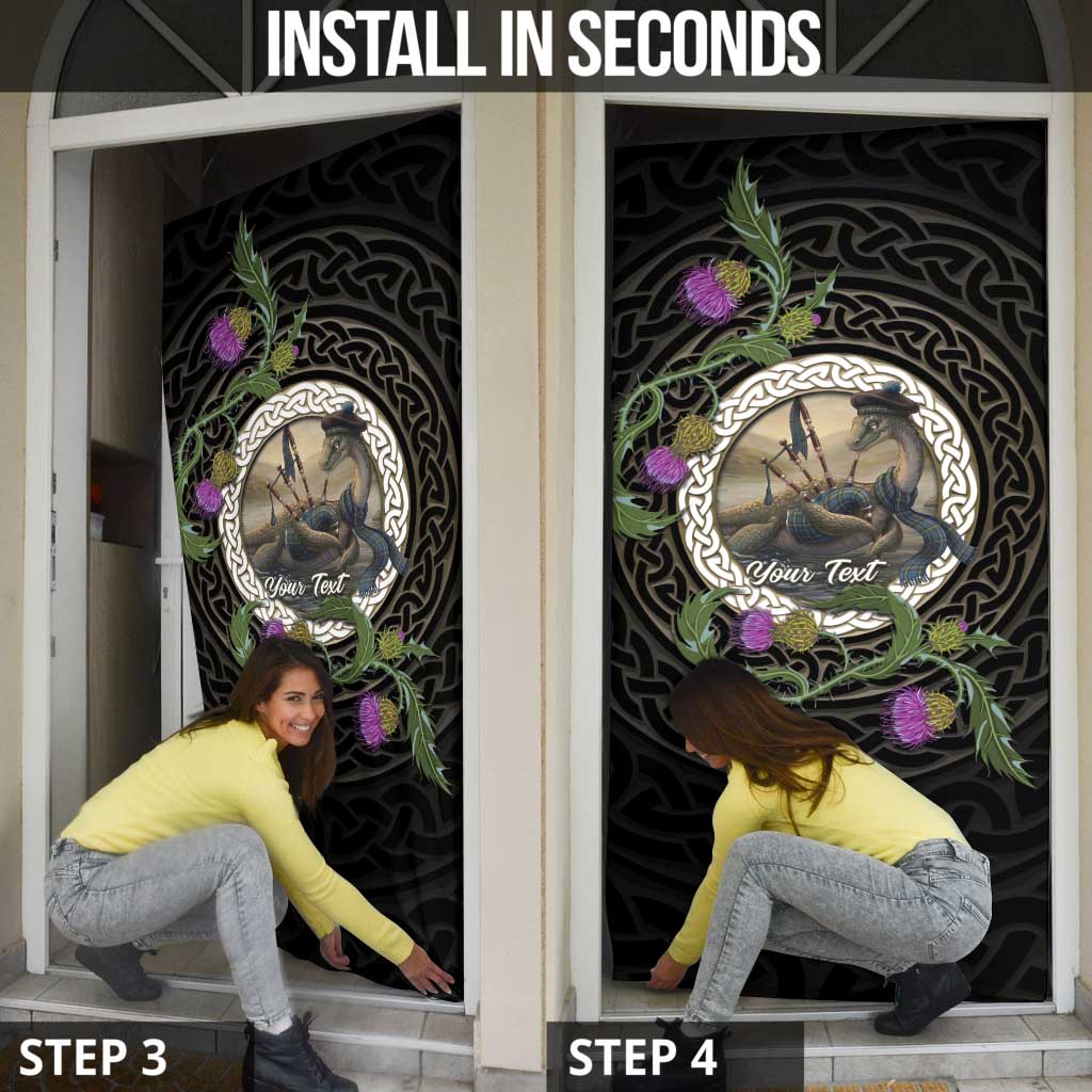 Personalised Loch Ness Monster Scotland Door Cover Nessie Bagpipe Scottish Thistle Celtic Knot