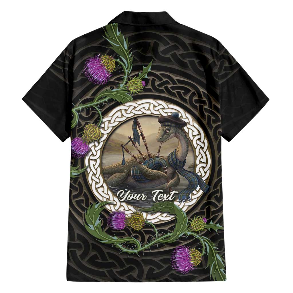Personalised Loch Ness Monster Scotland Hawaiian Shirt Nessie Bagpipe Scottish Thistle Celtic Knot