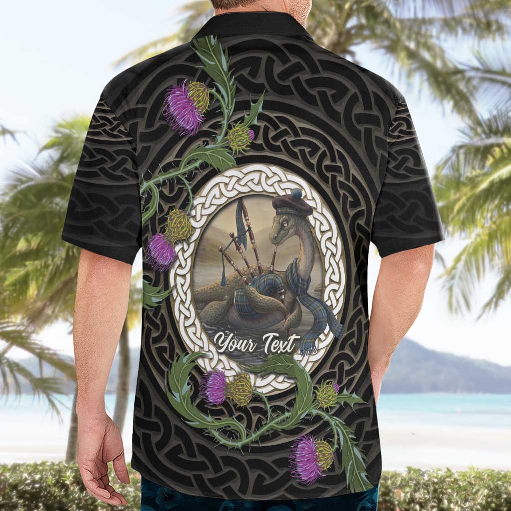 Personalised Loch Ness Monster Scotland Hawaiian Shirt Nessie Bagpipe Scottish Thistle Celtic Knot
