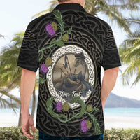 Personalised Loch Ness Monster Scotland Hawaiian Shirt Nessie Bagpipe Scottish Thistle Celtic Knot