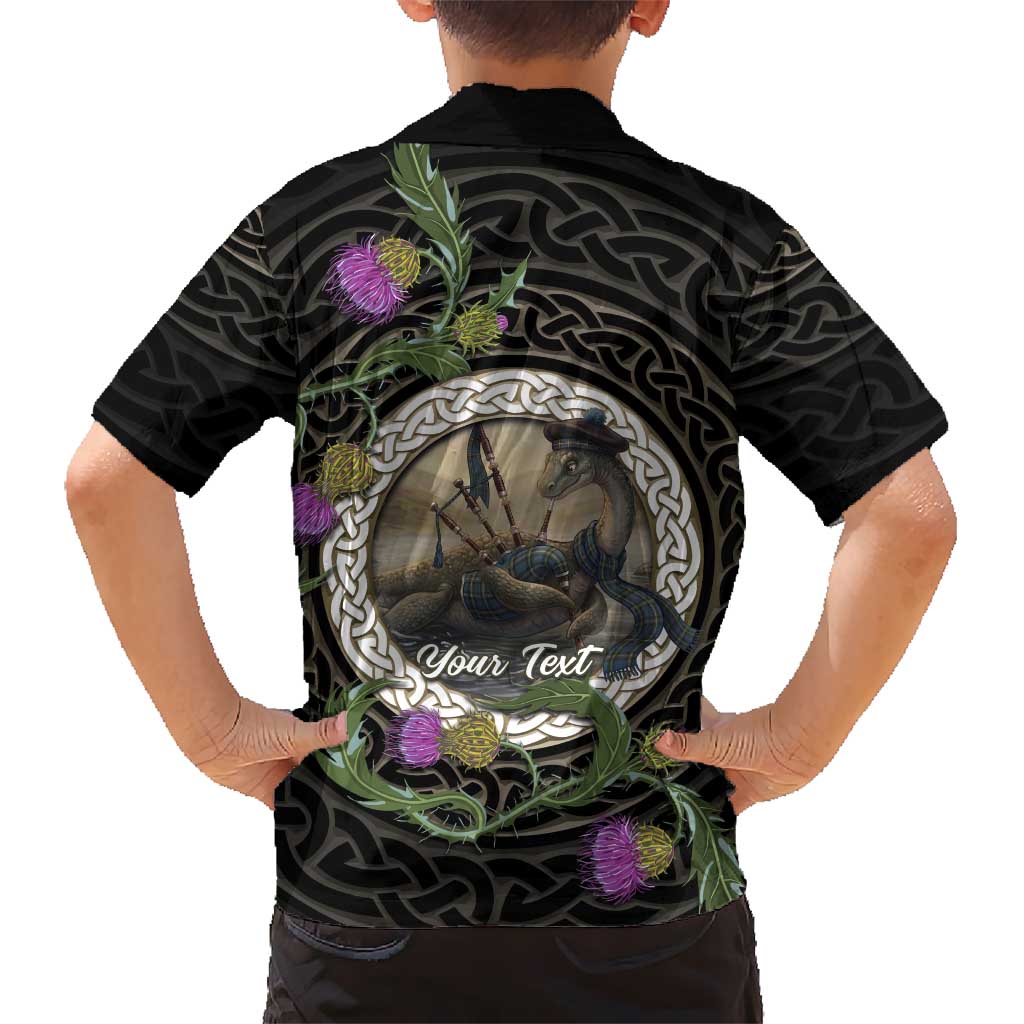 Personalised Loch Ness Monster Scotland Hawaiian Shirt Nessie Bagpipe Scottish Thistle Celtic Knot