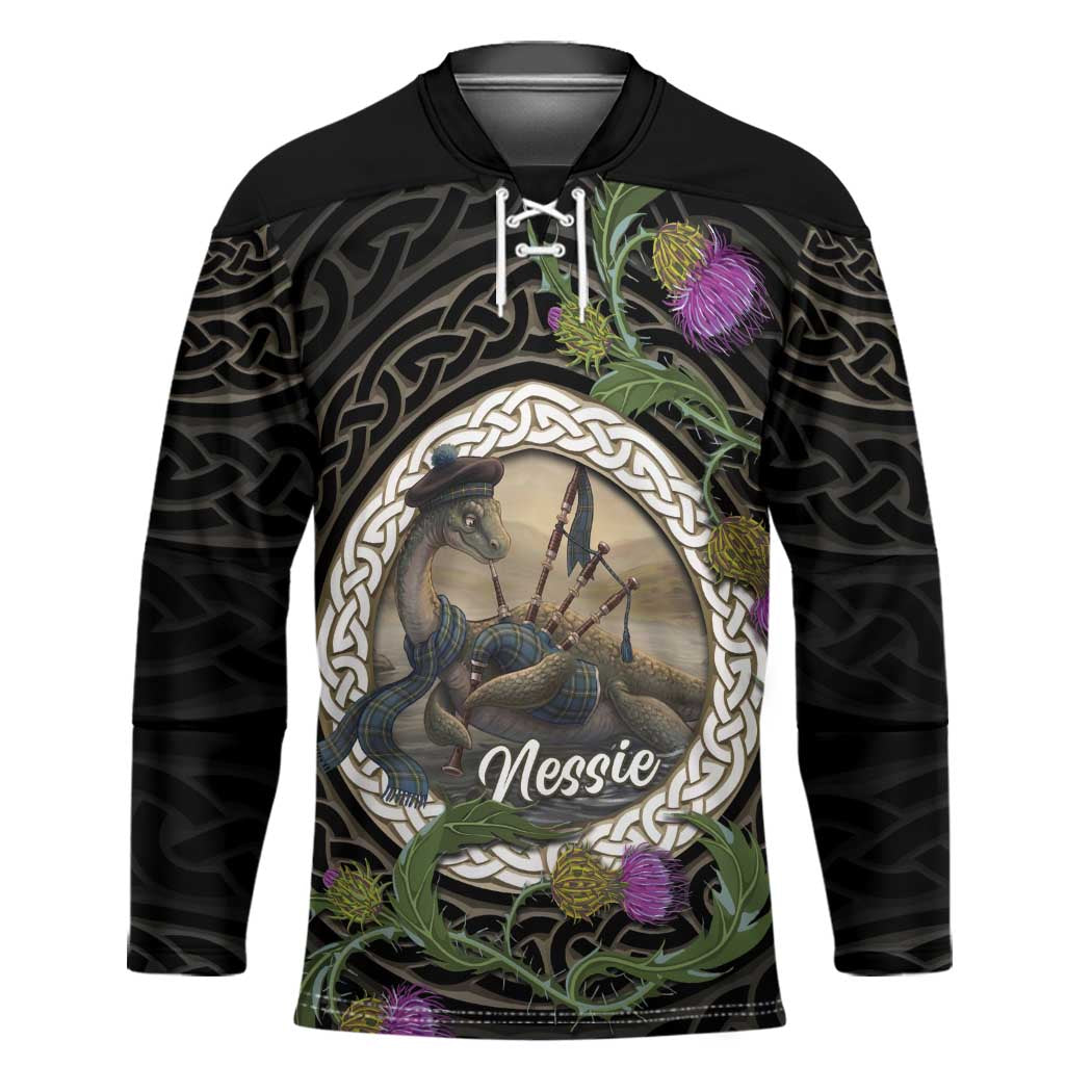 Personalised Loch Ness Monster Scotland Hockey Jersey Nessie Bagpipe Scottish Thistle Celtic Knot