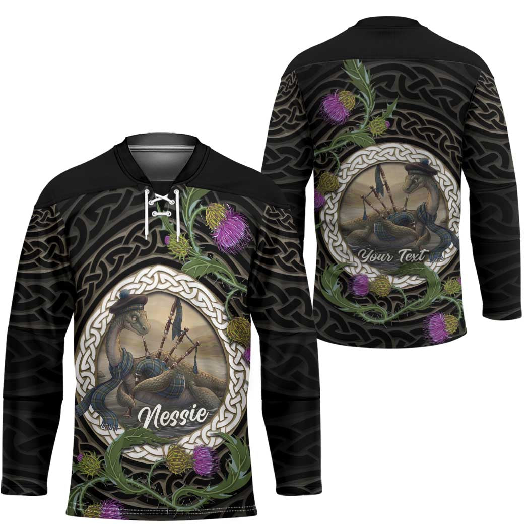 Personalised Loch Ness Monster Scotland Hockey Jersey Nessie Bagpipe Scottish Thistle Celtic Knot