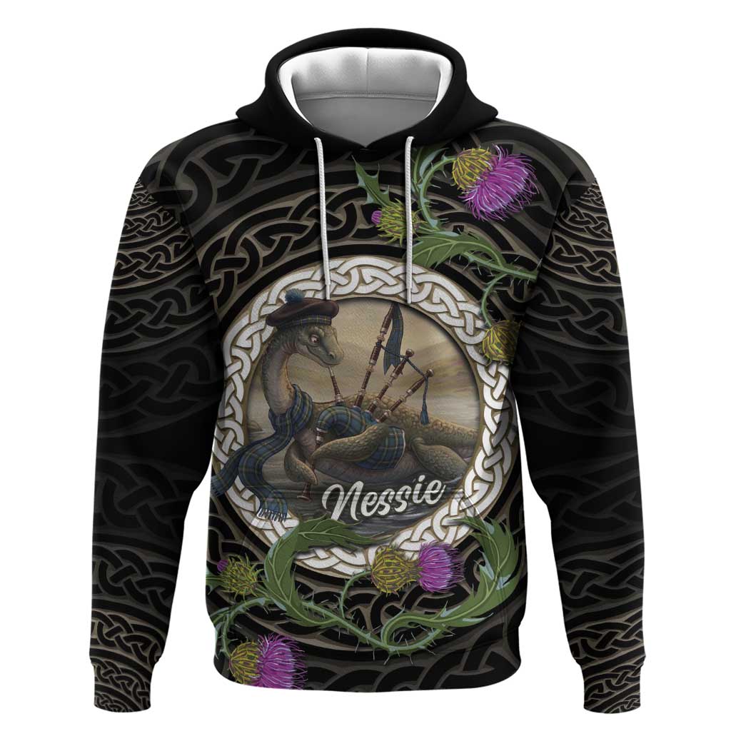 Personalised Loch Ness Monster Scotland Hoodie Nessie Bagpipe Scottish Thistle Celtic Knot