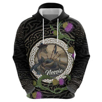 Personalised Loch Ness Monster Scotland Hoodie Nessie Bagpipe Scottish Thistle Celtic Knot