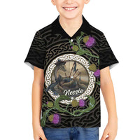 Personalised Loch Ness Monster Scotland Kid Hawaiian Shirt Nessie Bagpipe Scottish Thistle Celtic Knot