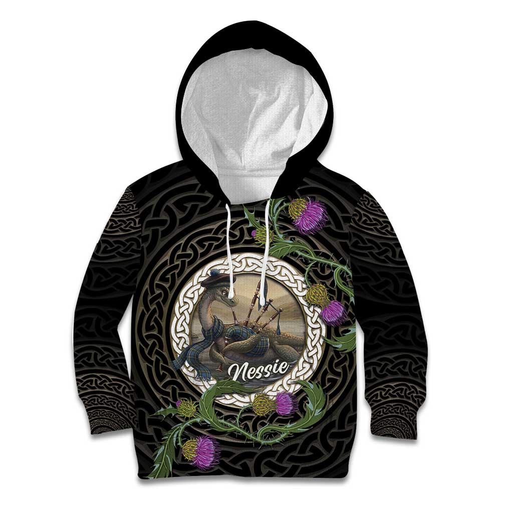 Personalised Loch Ness Monster Scotland Kid Hoodie Nessie Bagpipe Scottish Thistle Celtic Knot