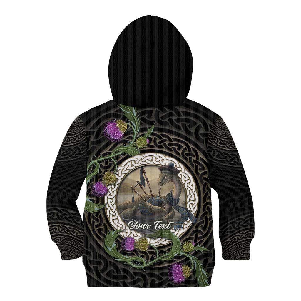 Personalised Loch Ness Monster Scotland Kid Hoodie Nessie Bagpipe Scottish Thistle Celtic Knot