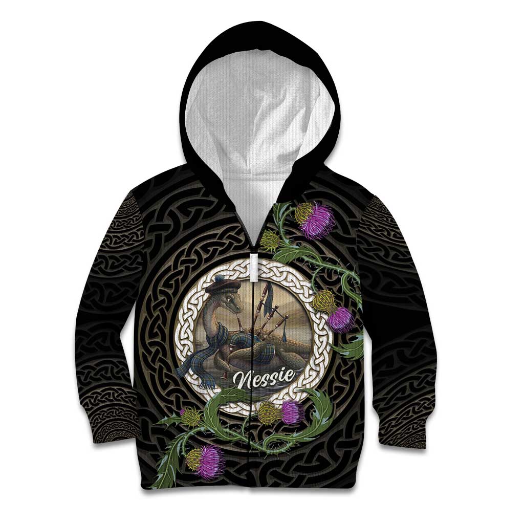 Personalised Loch Ness Monster Scotland Kid Hoodie Nessie Bagpipe Scottish Thistle Celtic Knot