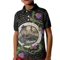 Personalised Loch Ness Monster Scotland Kid Polo Shirt Nessie Bagpipe Scottish Thistle Celtic Knot