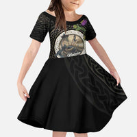 Personalised Loch Ness Monster Scotland Kid Short Sleeve Dress Nessie Bagpipe Scottish Thistle Celtic Knot