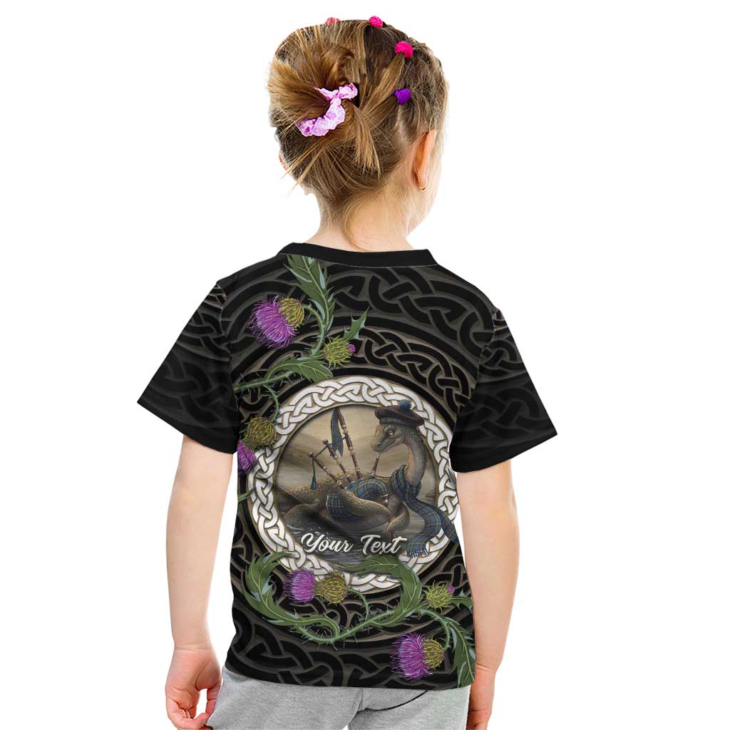 Personalised Loch Ness Monster Scotland Kid T Shirt Nessie Bagpipe Scottish Thistle Celtic Knot
