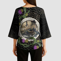 Personalised Loch Ness Monster Scotland Kimono Sleeve Blouse Nessie Bagpipe Scottish Thistle Celtic Knot