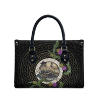 Personalised Loch Ness Monster Scotland Leather Bag Nessie Bagpipe Scottish Thistle Celtic Knot