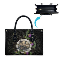 Personalised Loch Ness Monster Scotland Leather Bag Nessie Bagpipe Scottish Thistle Celtic Knot