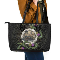 Personalised Loch Ness Monster Scotland Leather Tote Bag Nessie Bagpipe Scottish Thistle Celtic Knot
