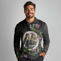 Personalised Loch Ness Monster Scotland Long Sleeve Polo Shirt Nessie Bagpipe Scottish Thistle Celtic Knot