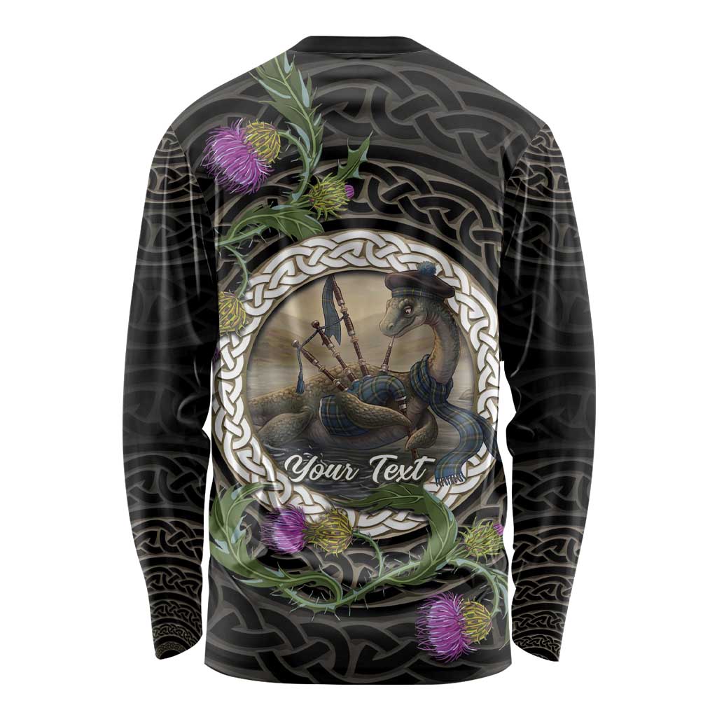Personalised Loch Ness Monster Scotland Long Sleeve Shirt Nessie Bagpipe Scottish Thistle Celtic Knot