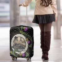Personalised Loch Ness Monster Scotland Luggage Cover Nessie Bagpipe Scottish Thistle Celtic Knot