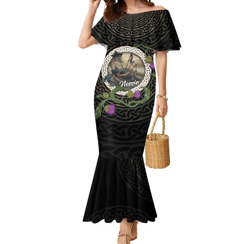 Personalised Loch Ness Monster Scotland Mermaid Dress Nessie Bagpipe Scottish Thistle Celtic Knot