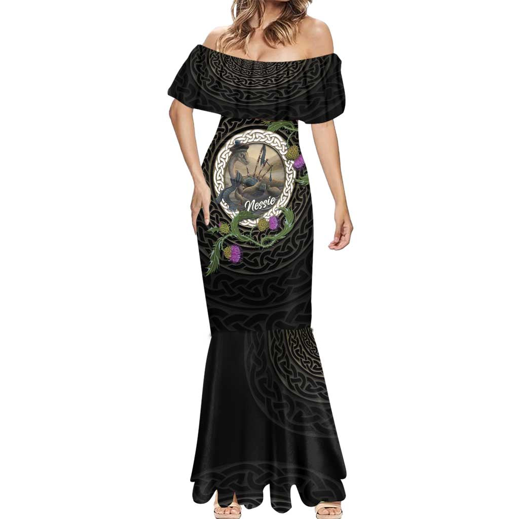 Personalised Loch Ness Monster Scotland Mermaid Dress Nessie Bagpipe Scottish Thistle Celtic Knot