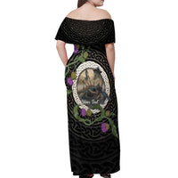 Personalised Loch Ness Monster Scotland Off Shoulder Maxi Dress Nessie Bagpipe Scottish Thistle Celtic Knot