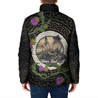 Personalised Loch Ness Monster Scotland Padded Jacket Nessie Bagpipe Scottish Thistle Celtic Knot