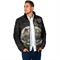 Personalised Loch Ness Monster Scotland Padded Jacket Nessie Bagpipe Scottish Thistle Celtic Knot