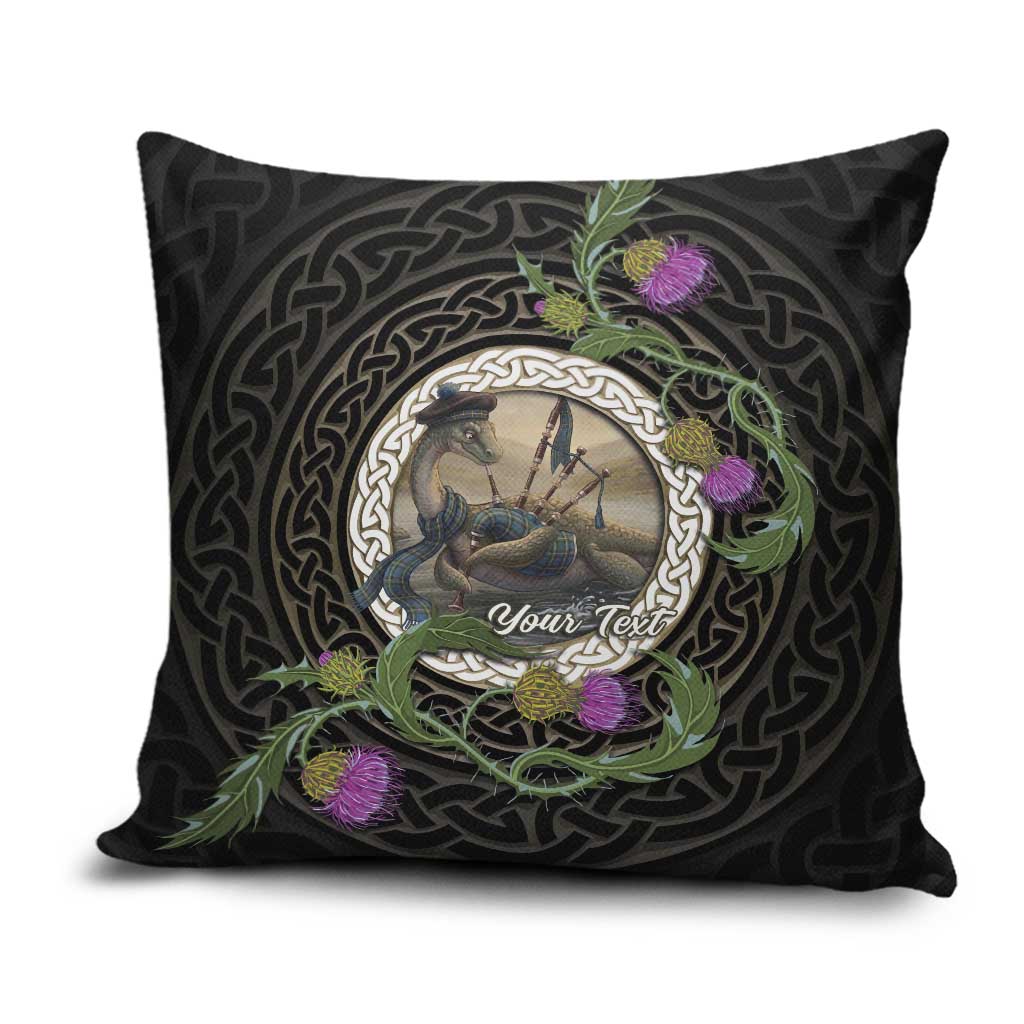 Personalised Loch Ness Monster Scotland Pillow Cover Nessie Bagpipe Scottish Thistle Celtic Knot
