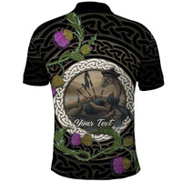 Personalised Loch Ness Monster Scotland Polo Shirt Nessie Bagpipe Scottish Thistle Celtic Knot