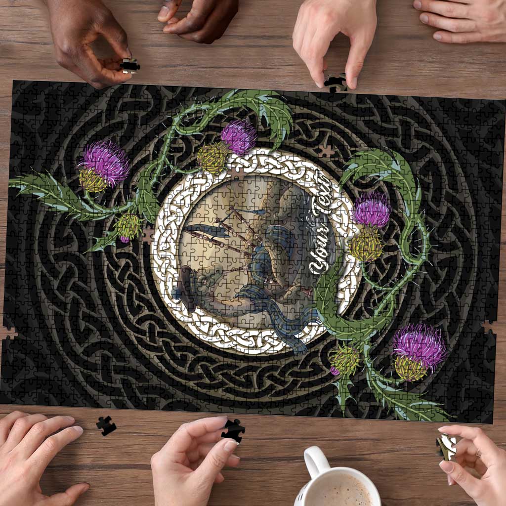 Personalised Loch Ness Monster Scotland Puzzle Nessie Bagpipe Scottish Thistle Celtic Knot