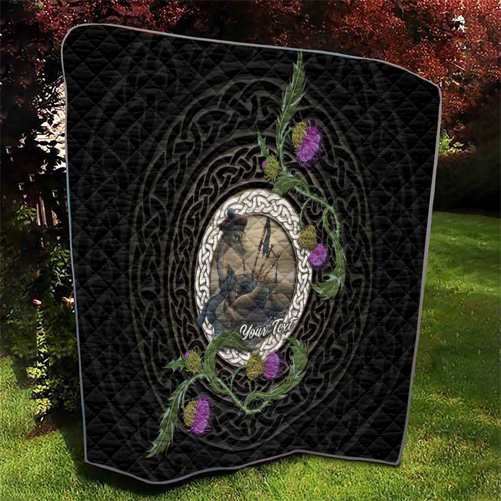 Personalised Loch Ness Monster Scotland Quilt Nessie Bagpipe Scottish Thistle Celtic Knot