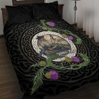 Personalised Loch Ness Monster Scotland Quilt Bed Set Nessie Bagpipe Scottish Thistle Celtic Knot