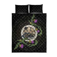 Personalised Loch Ness Monster Scotland Quilt Bed Set Nessie Bagpipe Scottish Thistle Celtic Knot