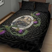 Personalised Loch Ness Monster Scotland Quilt Bed Set Nessie Bagpipe Scottish Thistle Celtic Knot